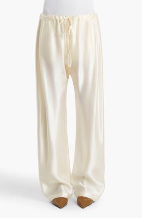 Khaite Rohen Satin Barrel Leg Drawstring Pants in Cream at Nordstrom, Size Medium