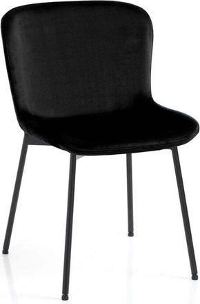 Oresteluchetta Set De 4 Sillas De Terciopelo Para Comedor Rann Velvet - Negro