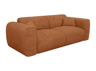 Vente-Unique Sof&aacute; cama de 3 plazas expr&eacute;s de pana terracota - Colch&oacute;n 13 cm viscoel&aacute;stico POGNIA