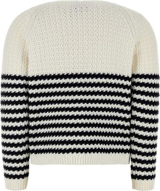 Gucci Womens Striped Cotton Knit Sweater White