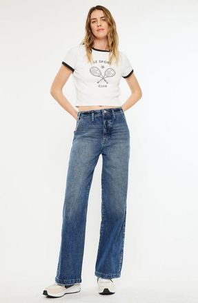 Kancan Sterling High Rise 90s Wide Leg Jeans in Dark Wash at Nordstrom, Size 30