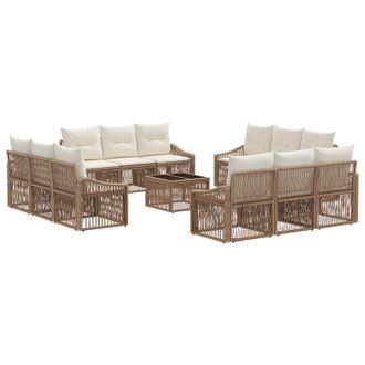 vidaXL Conjunto De Sof&aacute;s De Jard&iacute;n 13 Pcs Beige Rat&aacute;n Sint&eacute;tico Vidaxl