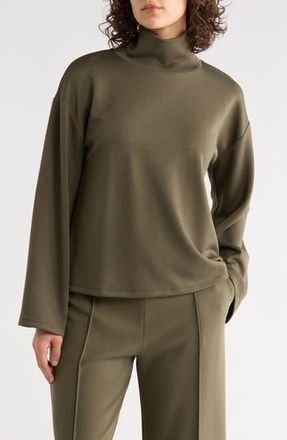 Nordstrom Rack Mock Neck Long Sleeve Scuba Knit Top in Olive Sarma at Nordstrom Rack, Size X-Small
