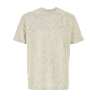 Etro Etro, T-Shirts, male, Beige, Size: S Cotton T-shirt with Print