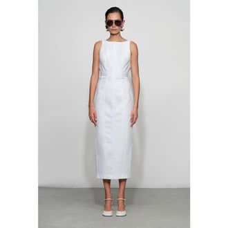 Et Ochs Farley Denim Midi Dress in White at Nordstrom, Size 12