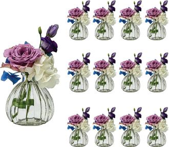 OEM 12 Jarrones Peque&ntilde;os Para Flores, Jarrones De Mesa, Decoraci&oacute;n Para Bodas, Fiestas, Juego De Botellas De Vidrio Transparente (12 Piezas, Calidad Premi