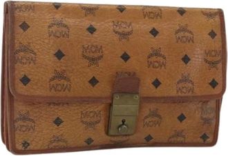 MCM Pre-owned Clutches, female, Brown, Size: ONE SIZE Pre-owned Leather Clutch