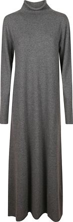 Jil Sander Relaxed Fit Midi Dress With Mock Neck And Long Sleeves