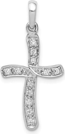 Diamond2Deal 14k White Gold 1/8 carat Diamond Curved Cross Pendant