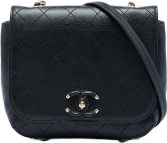Chanel Pre-owned Vintage Crossbody Bag - Dames - Vintage Schoudertas - Zwart - ONE Size - Leer - Vintage