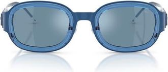 Diesel 49mm Small Mirrored Square Sunglasses in Blue /Blue Mirror Silver at Nordstrom