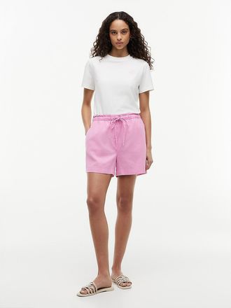 Tommy Hilfiger Womens Linen-Cotton Blend Pull-On Short - Deep Crimson - XL
