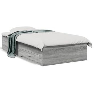 Berkfield Home Bed Frame w/Drawers Frame Grey Sonoma 75x190 cm Small Single