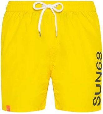 Sun 68 Logo Front Zwembroek - Heren - Strandmode - Geel - S - Polyester - Badmode