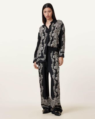 AllSaints Womens Lyocell Tyler Mid Rise Trousers, Size: XS