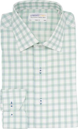 Lorenzo Uomo Trim Fit Large Check Dress Shirt in Sage at Nordstrom Rack, Size 16.5 - 34/35