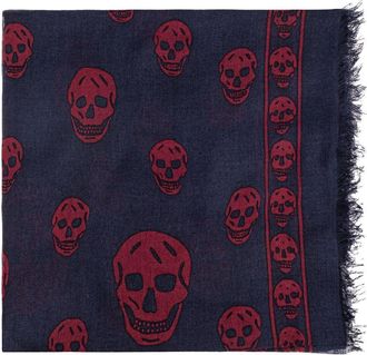 Alexander McQueen Sjaal met doodskopprint - Blauw