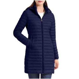 Generic Ladies Lightweight Puffer Jacket Women Quilted Jackets Plus Size Longline Padded down Coats Adjustable Packable Coat with Hood Warm Outwear Casual Fal