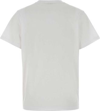 Ganni Womens Basic Cotton Relaxed T-Shirt Teddy Mushrooms Bright White Maglie Sweater