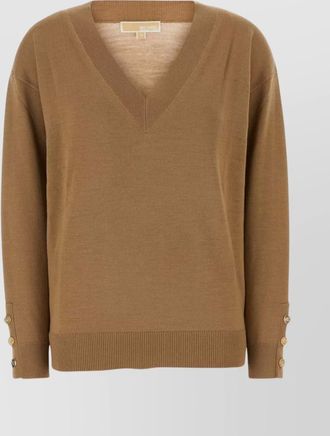 Michael Kors ribbed cuffs wool v-neck sweater