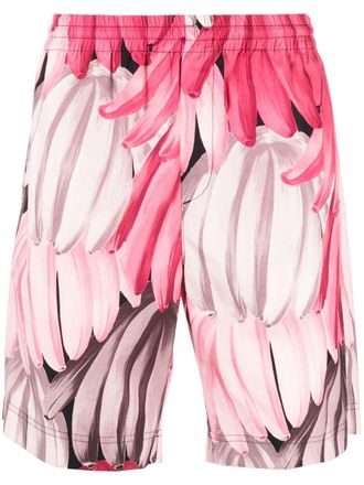 Msgm banana-print track shorts - men - Cotton - 50 - Pink