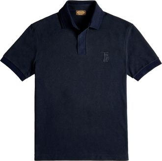 Tod's embroidered-logo polo shirt - men - Cotton - L - Blue