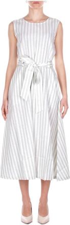 Barbour Inez Gestreept Midi Jurk - Dames - Casual kleedjes - Grijs - L - Katoen - Kleedjes