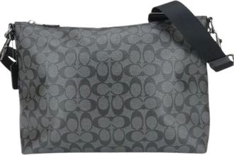 Coach Pre-owned Cross Body Bags, male, Black, Size: ONE SIZE Pre-owned Signature PVC Coated Canvas Leather Shoulder Bag