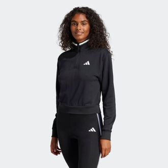 adidas Sweatshirt ADIDAS SPORTSWEAR W CB 14ZIP, Damen, Gr. XXL, schwarz, Obermaterial: 55% Baumwolle, 36% Polyester, 9% Viskose, angesetztes B&uuml;ndchen, Sweats