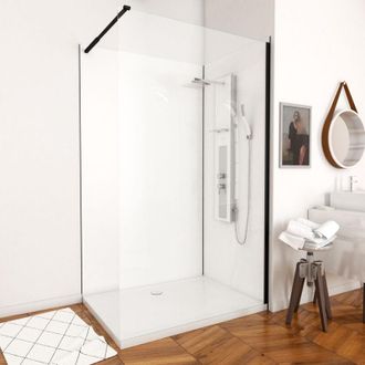 Aurlane Paneles Murales Blancos 120+90 - Perfiles Negros Y Plato Acrilico 120x90