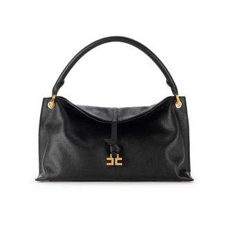 Elisabetta Franchi Tassen, Dames, Zwart, ONE Size, Leer, Dollaro Leren Handtas