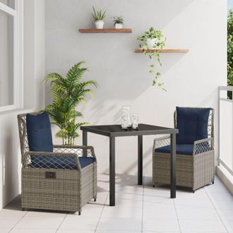 vidaXL Conjunto De Comedor De Jard&iacute;n 3 Pcs Gris Rat&aacute;n Sint&eacute;tico Vidaxl
