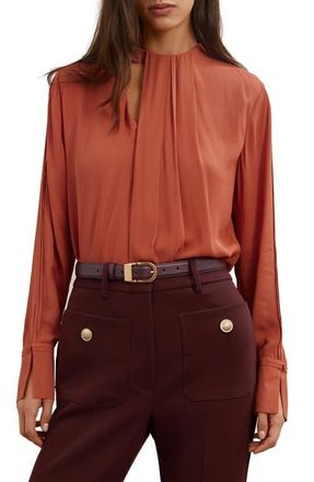 Reiss Marta Drape Cutout Crepe Top in Copper at Nordstrom, Size 2 Us