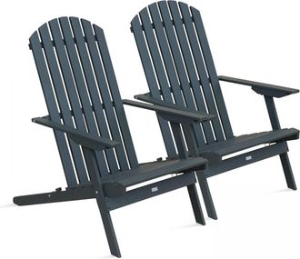 Oviala Lote de 2 sillas plegables de madera de eucalipto gris