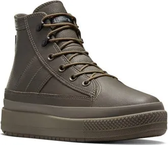Converse Chuck Taylor All Star Equip Waterproof Leather Boot in Truffle/truffle/black at Nordstrom, Size 12 Womens