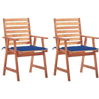 vidaXL Vidaxl - Sillas Comedor De Jard&iacute;n 2 Uds Madera Maciza Acacia Y Cojines