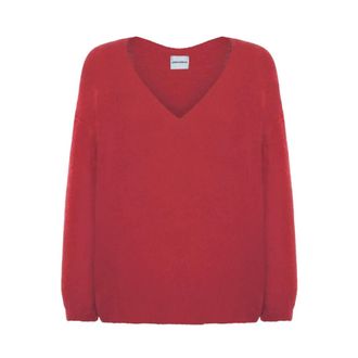 Americandreams Silja V-hals Knit - Dames - V-hals truien - Rood - L - Wol - Truien & Vesten