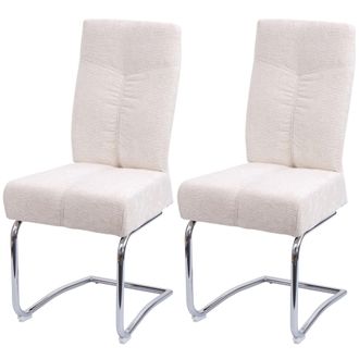 Hhg Hhg - Nunca Usado] Lote De 2 Sillas De Comedor 125, Silla De Cocina Silla Cantilever Sill&oacute;n, Metal Tela/textil Chenilla, Crema
