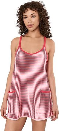 Free People Movement Hot Shot Mini Printed Womens Dress Court Stripe Grapefruit : LG (Womens 12-14), Cotton