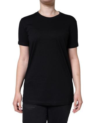 Dolce & Gabbana Womens Tshirt Short Sleeves - Black Cotton - Size EU 38 (Womens)