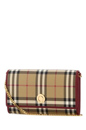 Burberry Womens Printed Canvas Check Wallet Vntgchkruby Polyurethane Polyester Cotton Portafogli
