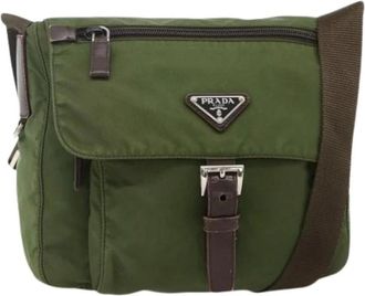 Prada Pre-owned Cross Body Bags, female, Green, Size: ONE SIZE Pre-owned Vintage Nylon Shoulder Bag