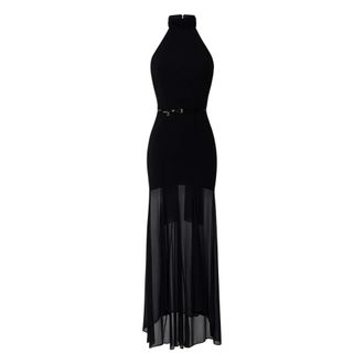 Elisabetta Franchi Red Carpet Halterneck Cr&ecirc;pe Jurk - Dames - Avondkleed - Zwart - XL - Kleedjes