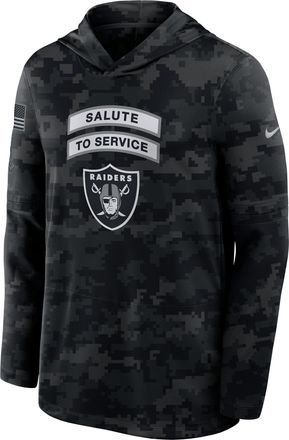 Nike Las Vegas Raiders Salute to Service Sideline Nike Mens Dri-FIT NFL Long-Sleeve Hooded Top in Black | 03B90ILOA2Q-YUN