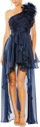 Mac Duggal Organza One Shoulder Ruffle High Low Gown