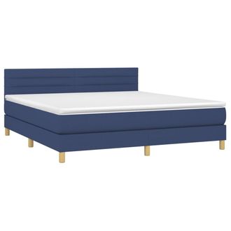 vidaXL Cama Box Spring Con Colch&oacute;n Tela Azul 180x200 Cm Vidaxl