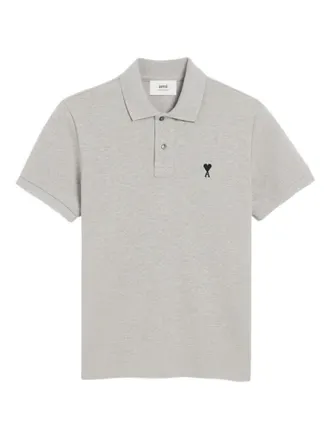 Ami Light Grey Cotton Polo Shirt