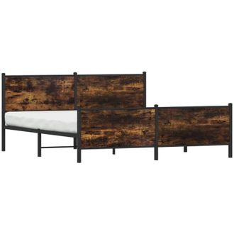 vidaXL Vidaxl - Estructura De Cama Sin Colch&oacute;n Metal Roble Ahumado 193x203 Cm