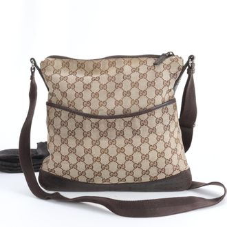 Gucci Gg Canvas Brown Gg Canvas Leather Shoulder Bag (Pre-Owned)
