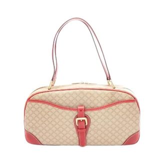 Celine Pre-owned Handbags, female, Beige, Size: ONE SIZE Pre-owned Macadam PVC Coated Canvas Leather Handbag